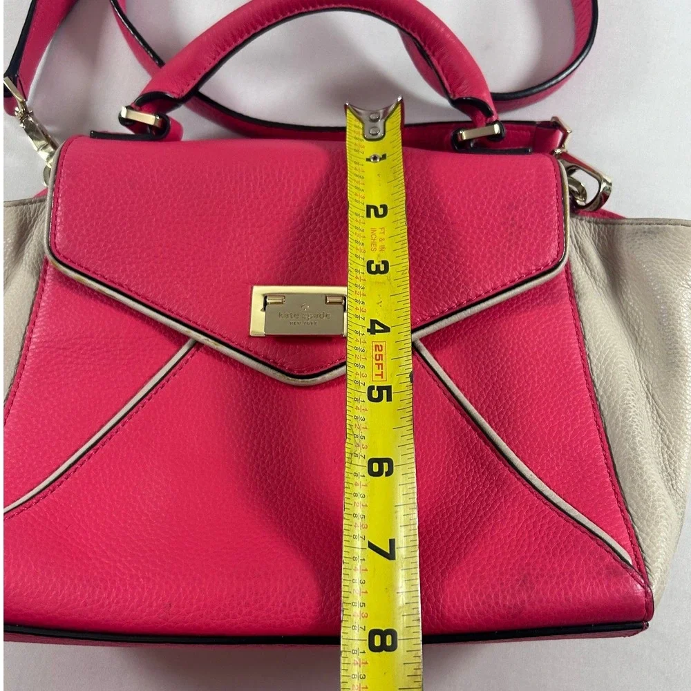 Kate Spade Wesley Place Small Laurel Satchel Colorblock Pink Cream Leather Bag